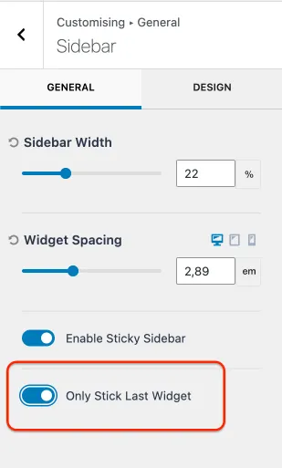 Only Stick Last Widget