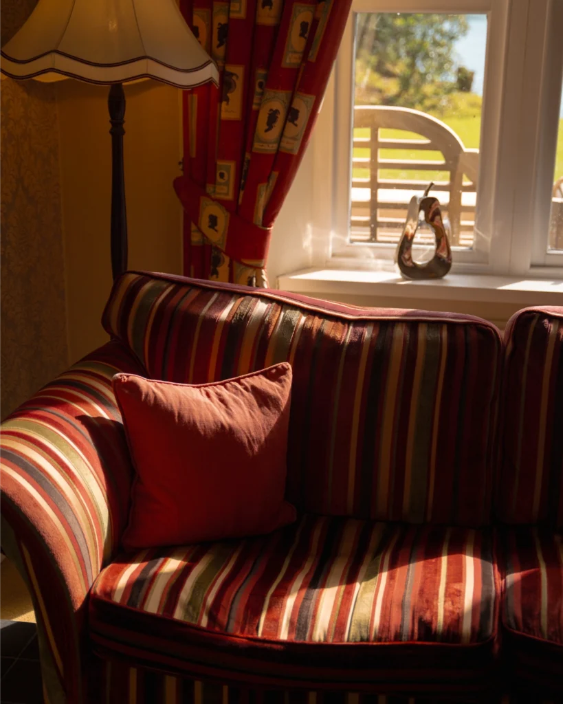 sun streams in to a couch