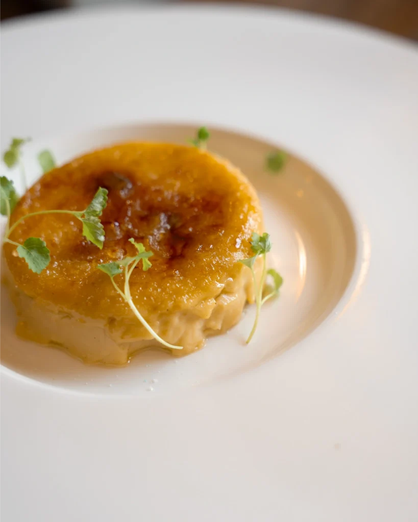 creme brulee dish in a restaurant