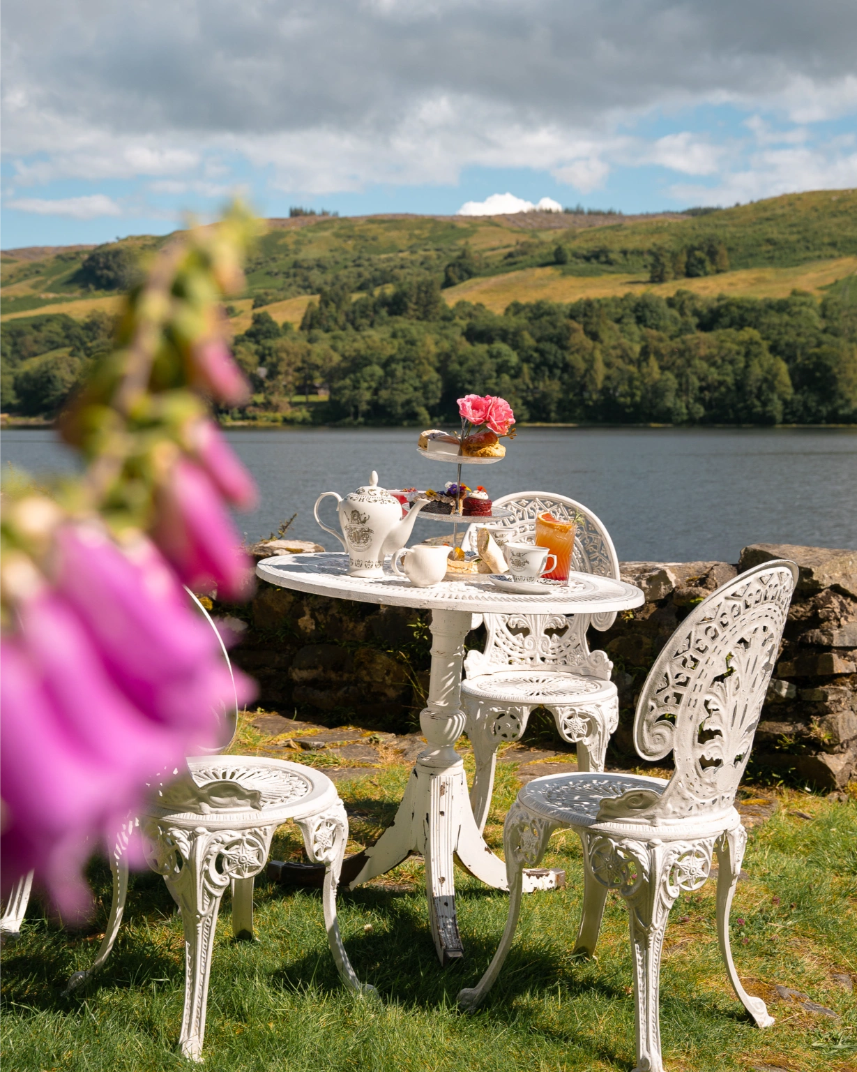afternoon tea by loch in scotland travel