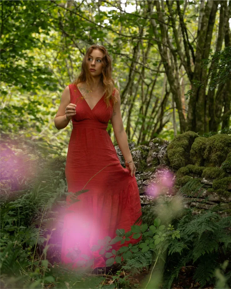 girl in fairy gardens in scottish island