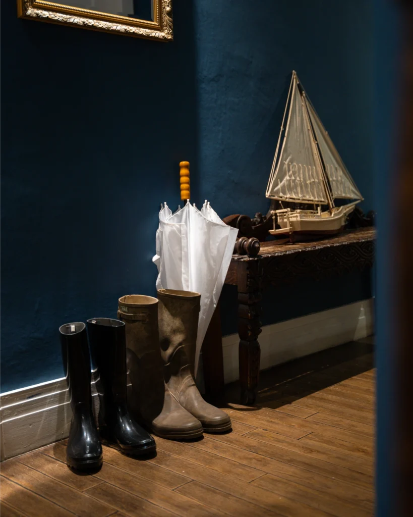gumboots and umbrella
