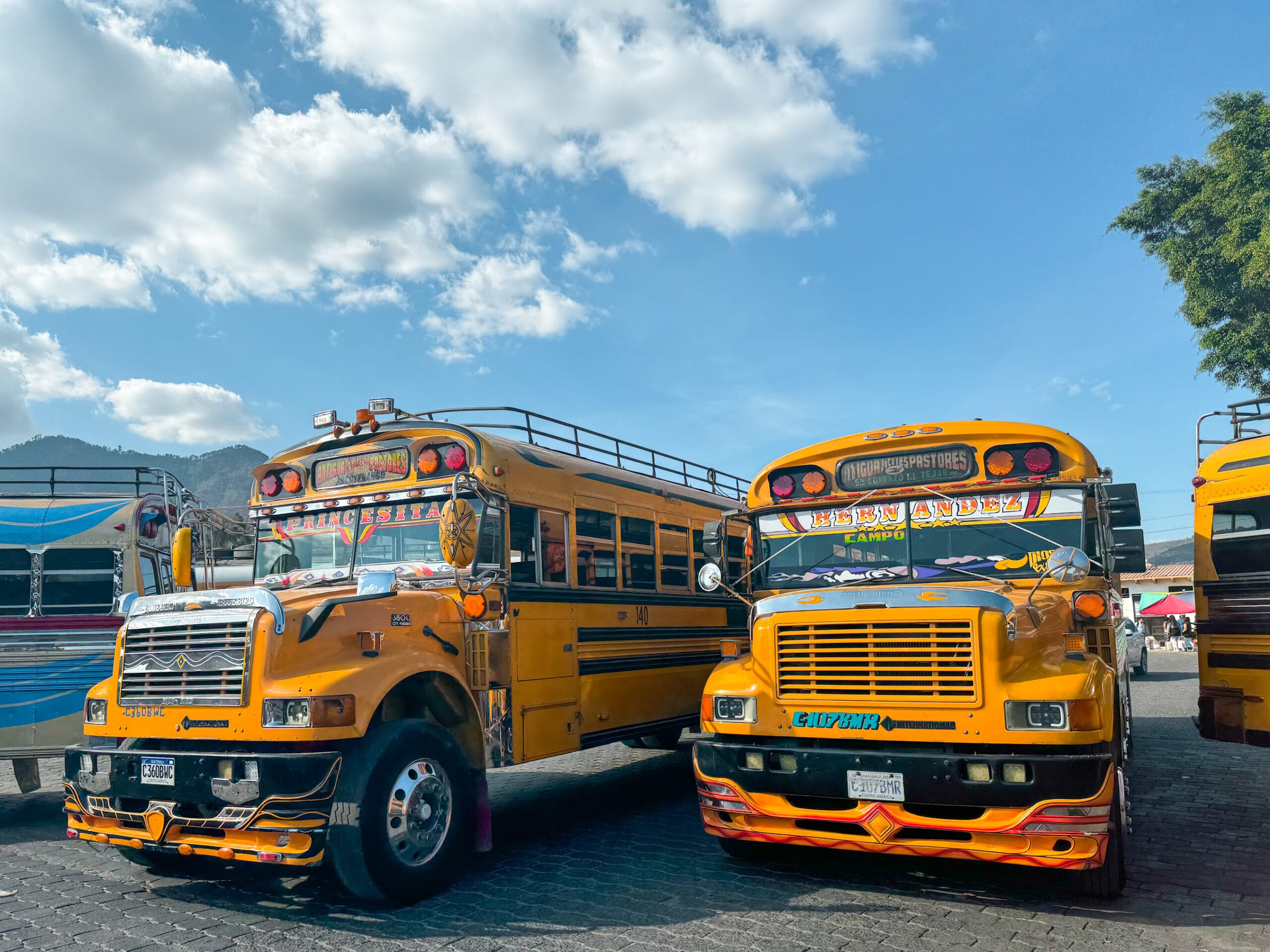 guatemala travel chicken busses colourful
