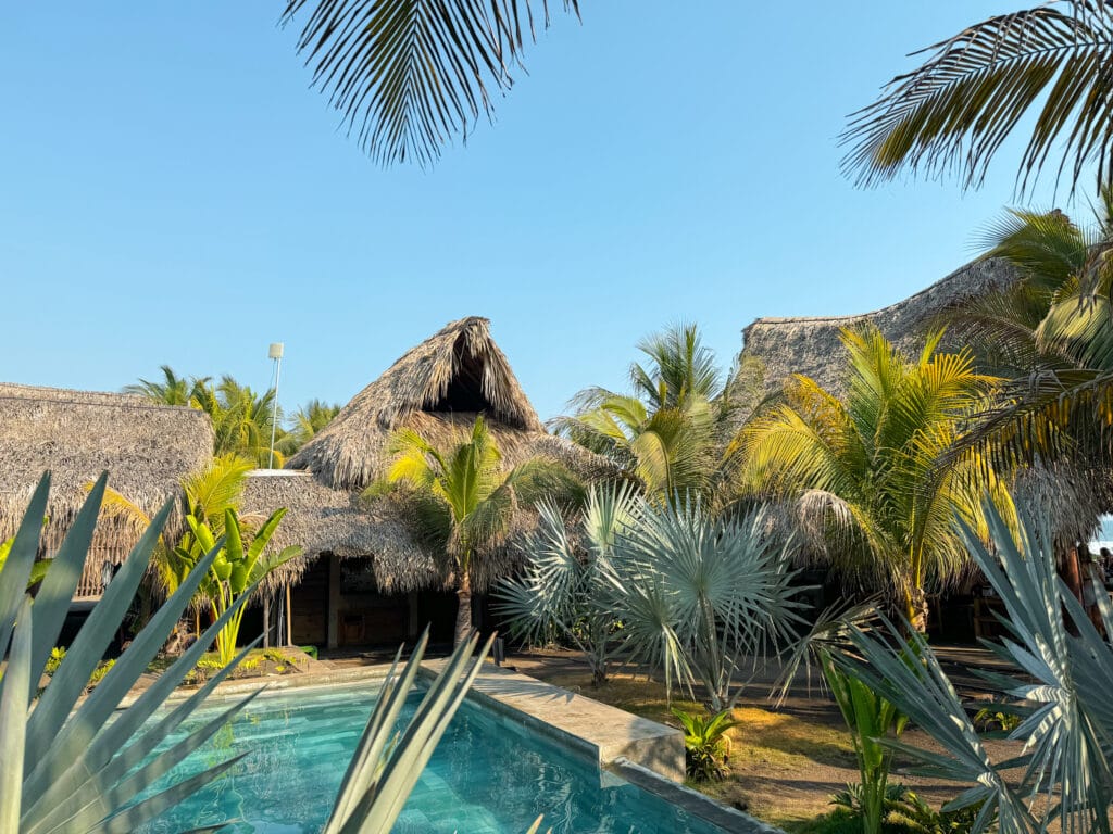 guatemala travel pool area in Cocori Lodge hostel in el paredon