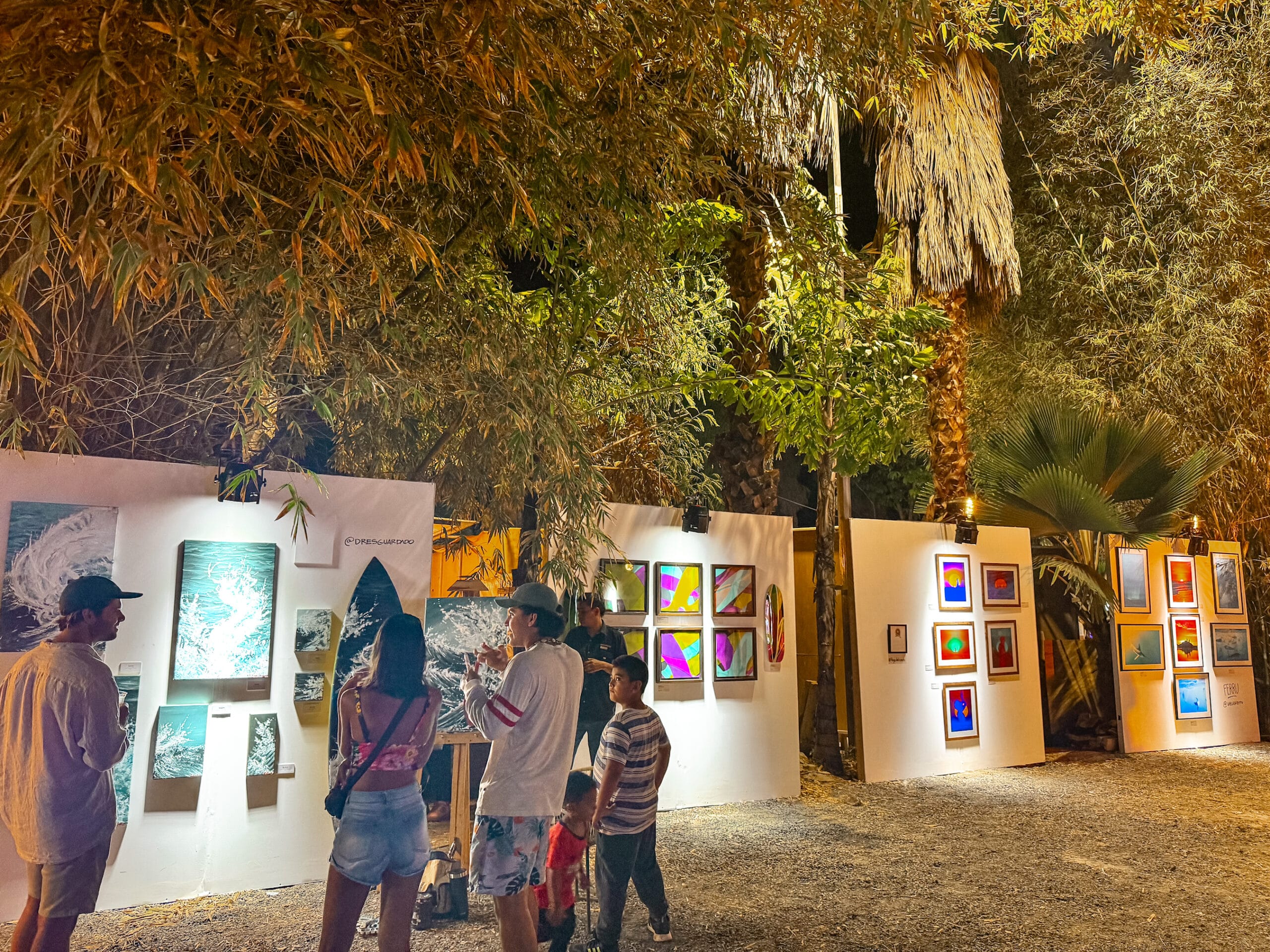 surf art show in tropical setting
