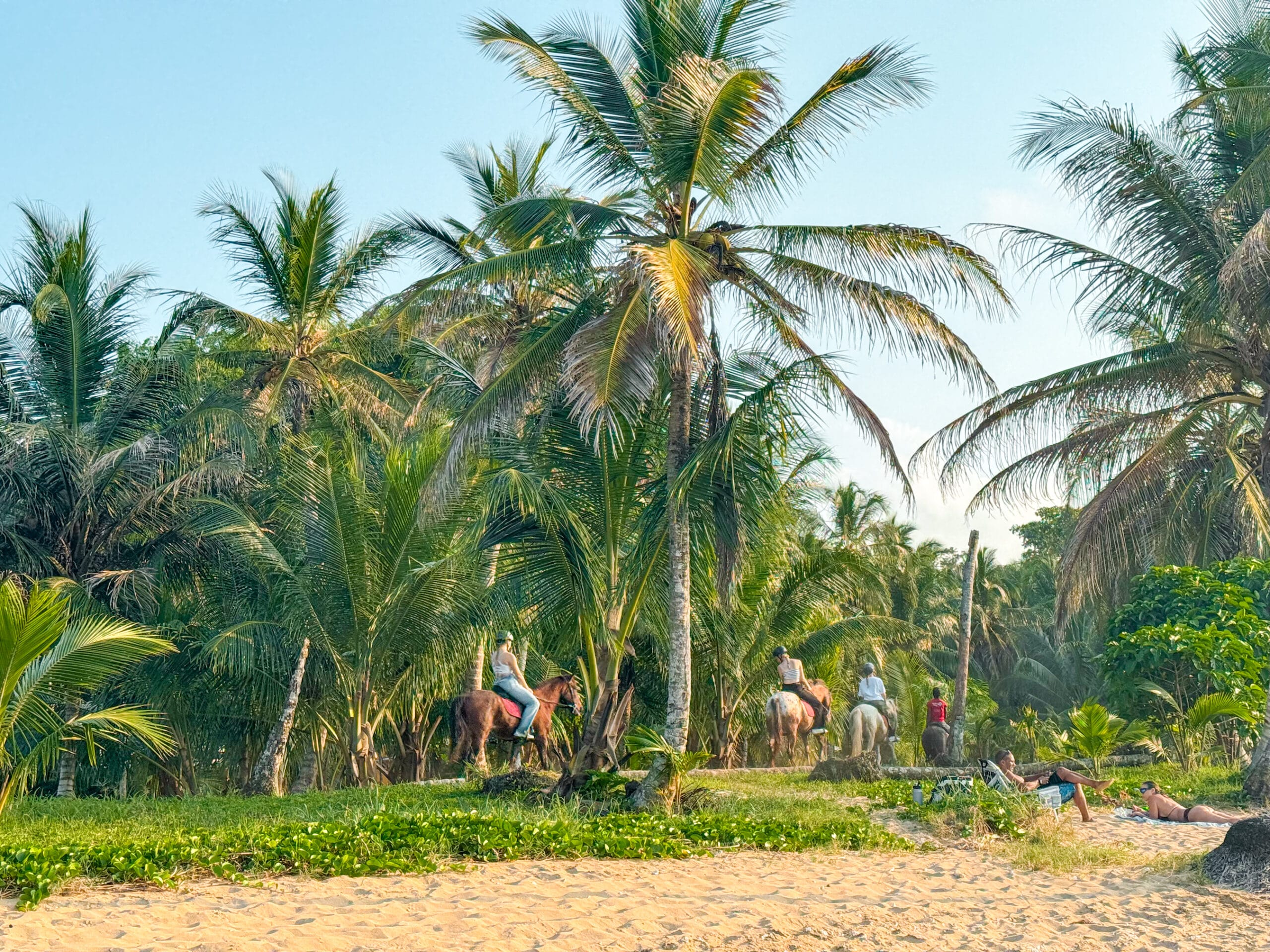 costa rica travel horse riders trek along the beach