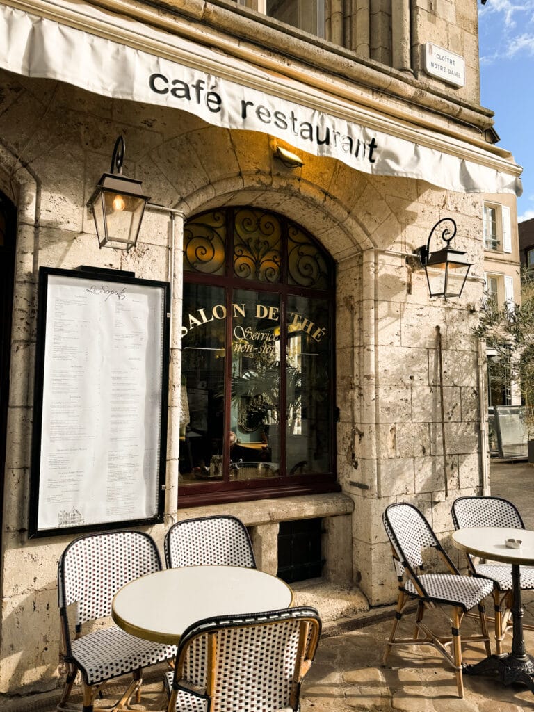 cafe restaurant on the street in typical french town chartres france travel