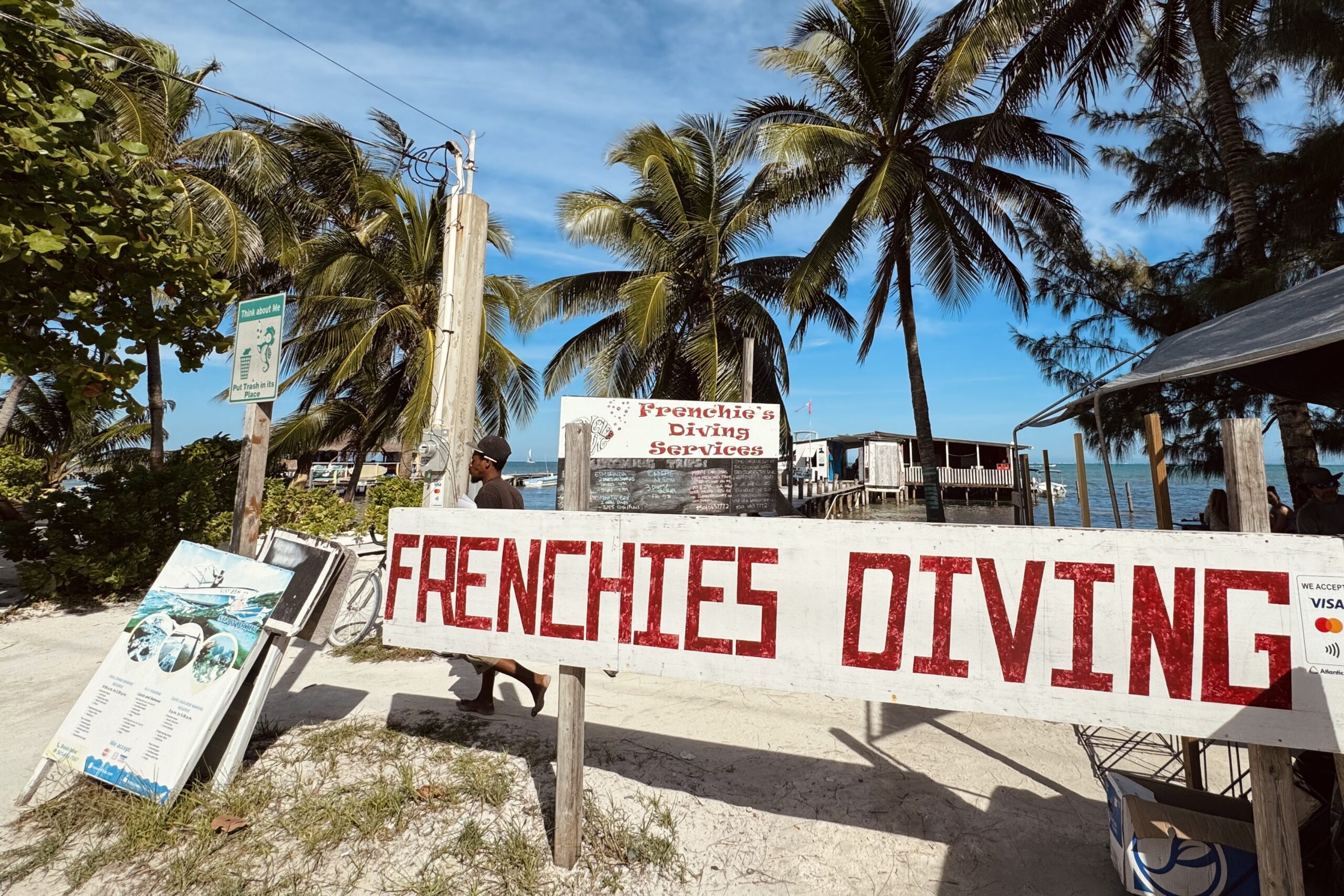 frenchies diving school sign in belize